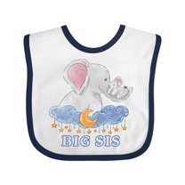 Inktastic Big Sis Cute Elephants with Moon and Stars Girls Baby Bib