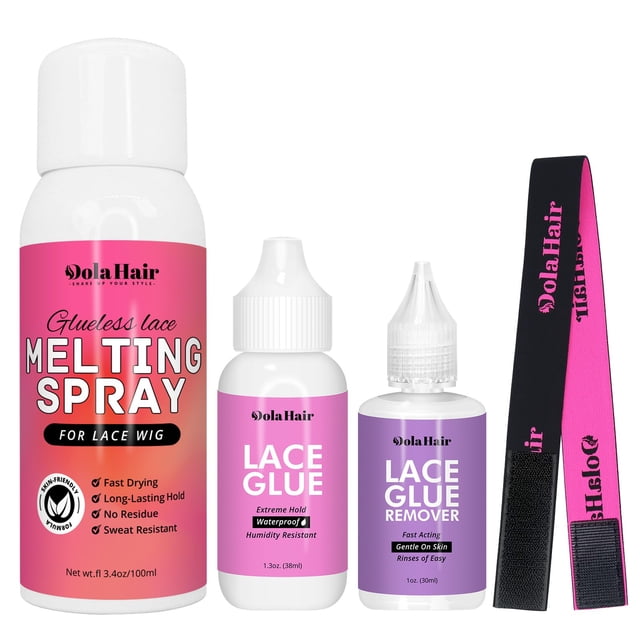 Spray de pegamento de encaje Dolahair para peluca de encaje frontal con removedor de pegamento