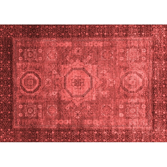 Ahgly Company Indoor Rectangle Abstract Red Modern Area Rugs, 5' x 7'