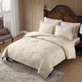 thumbnail image 6 of ClevaHome Queen Comforter Set Oat Milk, 3 Pieces Comforter Set, All Season Lightweight Soft Embossed Bedding (86" x 88" Comforter & 2 Pillow Shams), 6 of 6