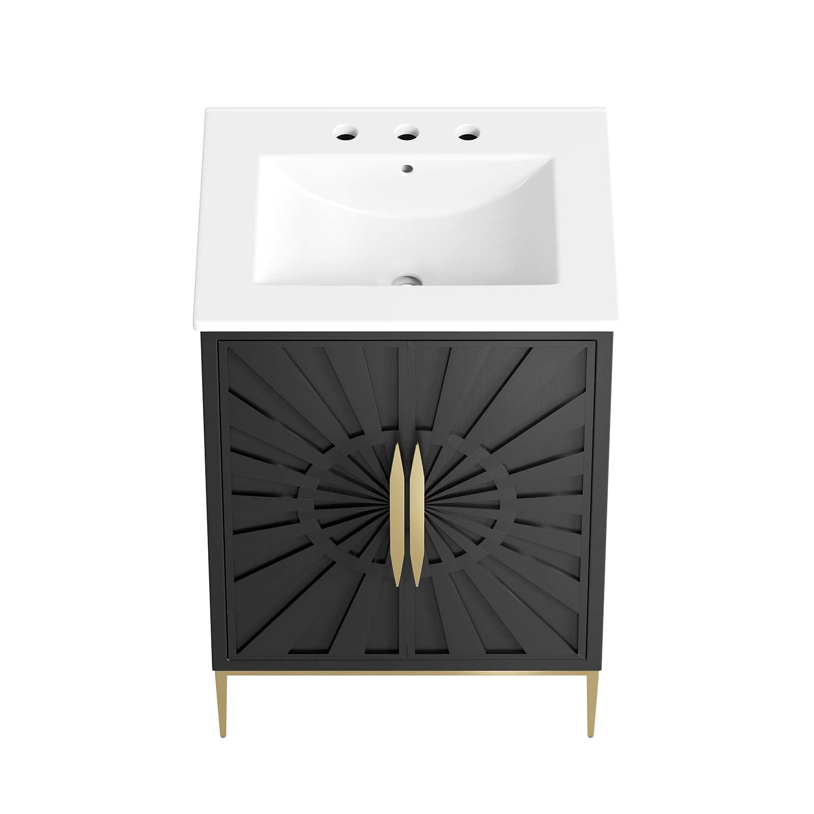 Modway Awaken 24" Solid Wood and MDF Bathroom Vanity in White/Black