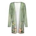 thumbnail image 4 of IROINNID Cardigan for Women Open Front Lightweight Printing Long Sleeve Casual Outerwear Blouse Cardigan Outerwear with Pocket,Green A, 4 of 5