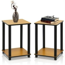 Furinno Turn-N-Tube Haydn End Table, Light Cherry/Black, Set of 2