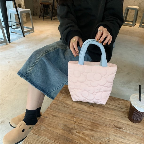 Bolso Con Asa Superior Bolso de hombro de color de contraste para mujer pequeño para las axilas con costura para mujer