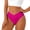 Hot Pink, variant on Women’s Ribbed V-Front Bikini Bottoms, High Cut Triangle Swim Briefs, Stretchy Quick-Dry Swimwear for Beach & Pool Purple M