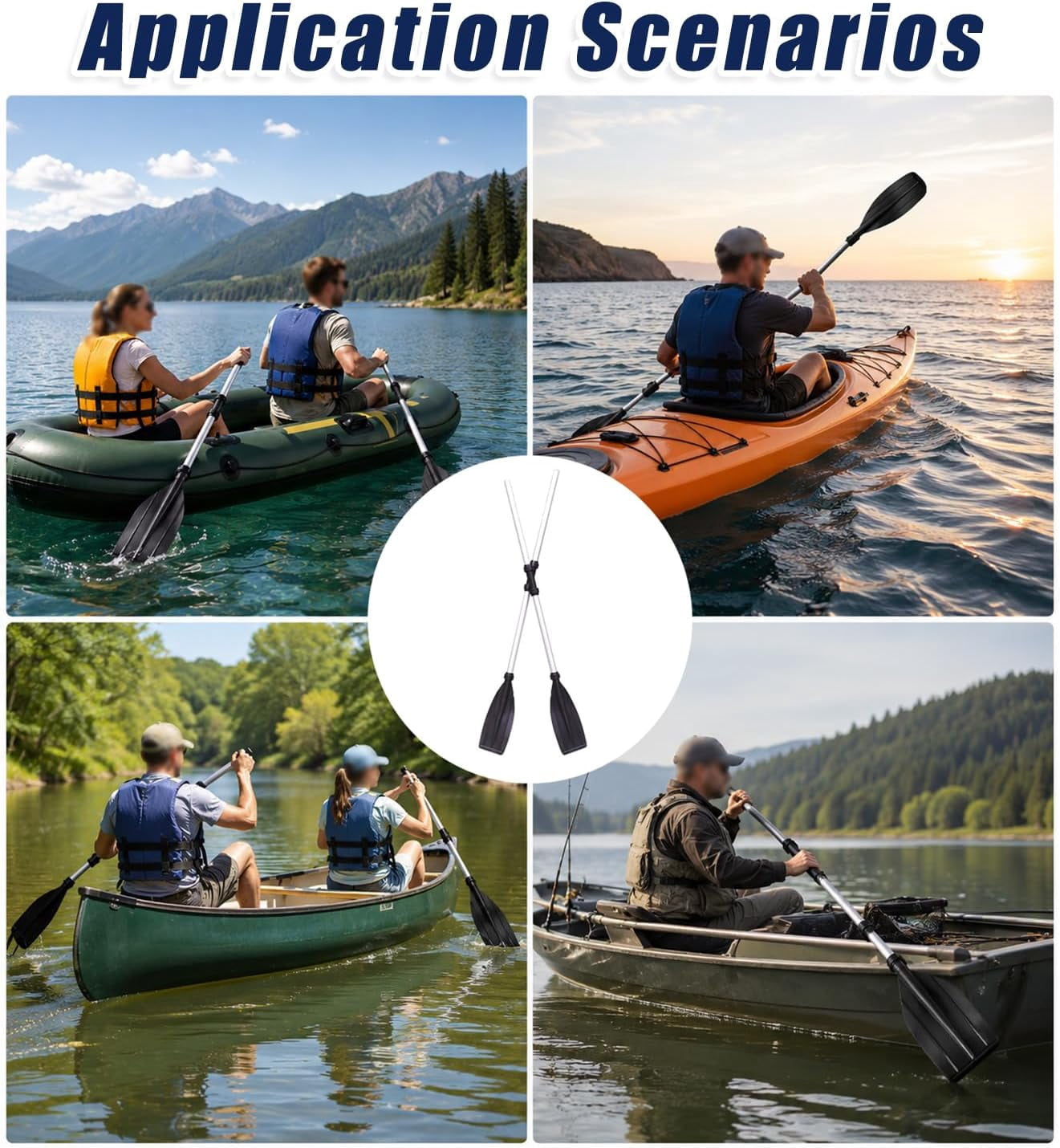2 Pcs Kayak Paddles, Portable Lightweight Detachable Kayak Paddle Set for Kayaking, Canoeing, Fishing & Boating