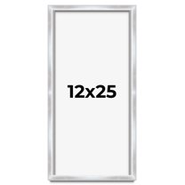 12x25 Frame Silver Whitewashed Wood Grain Solid Wood Shadow Box | 0.75 Inch Moulding Width | 0.75