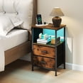 thumbnail image 2 of Gymax Table d'Appoint avec Station de Recharge 2 Tiroirs en Tissu Pliants 6 Pochettes de Rangement Latérales, 2 of 10