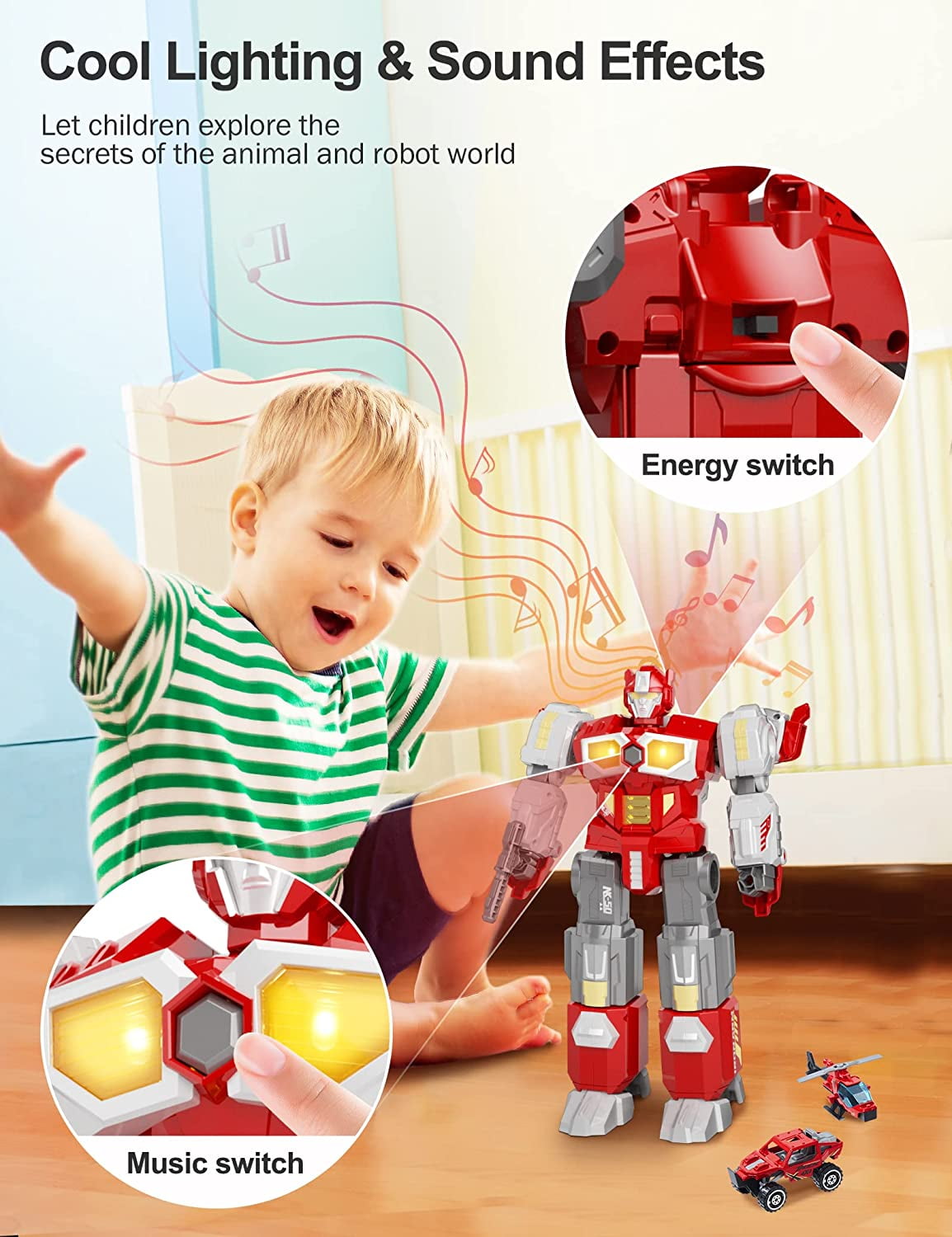 Miebely Deformation Toys - Magnetic Assembling Dinosaur Robot Toys for Kids All-in-One Design Transforming Animals,Including Battle,Cars, Airplane Models