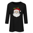 thumbnail image 4 of Gamivast Christmas Tops for Women Three Quarter Sleeve Tops Christmas Santa Crew Neck Shirt Funny Xmas Holiday Graphic Tee Family Holiday T-Shirt Blouse Casual Loose Fitting Pullover, 4 of 5