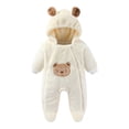 thumbnail image 2 of Mifsaly Girls Boys Baby Fleece Romper Infant Long Sleeve Sherpa Rompers with Cute Animal Bear Embroidery and Zipper Closure Infant Winter Warm Pajamas Clothes, 2 of 9