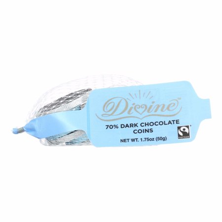 Divine Dark Chocolate - Divine Chocolate Coins - 70 Percent Dark Chocolate - Blue And Silver - 1.8 Oz - Pack of 30
