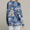 thumbnail image 4 of Women's Fashion Long Sleeve Christmas Print V-Neck Button Loose Cardigan Top, Knit Sweater for Casual Outfits and Comfort,Royal Blue,L, 4 of 7