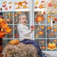 thumbnail image 5 of geerera 5pcs Fall Harvest Window Clings, Autumn Leaves & Pumpkin Wall Decals Set, Removable Vinyl Stickers for Glass, Mirror & Thanksgiving Home Decor, 5 of 6