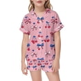 thumbnail image 4 of LPKRT Little Kids Lounge Sets 250Th Anniversary Graphic Short Sleeve Shirt And Shorts Fashionable Casual Matching Clothing Set Pink 5-6 Years, 4 of 4