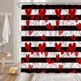 thumbnail image 2 of Valentine''s Day Shower Curtain Red Love Heart Black White Striped Geometric Romantic Sweetheart Couple Lover Fabric Decorative Bathroom Curtains with Hooks,Black White Red, 2 of 3