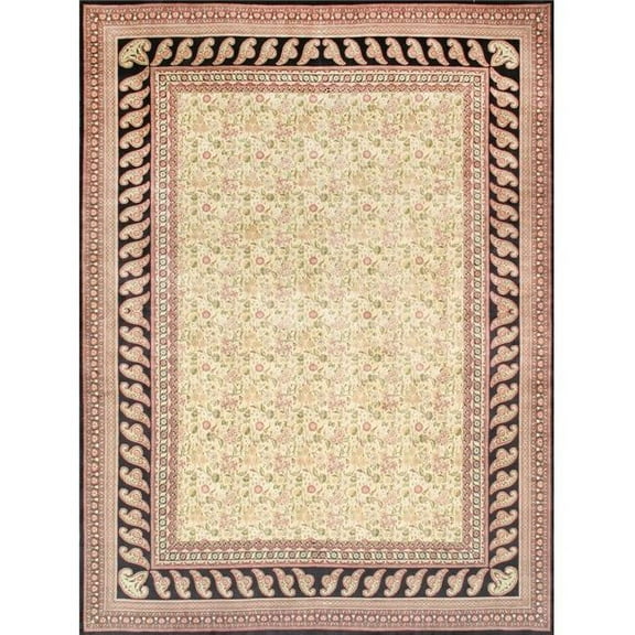 Pasargad Home Azerbaijan 108" x 145" Hand-Knotted Lamb's Wool Area Rug in Ivory