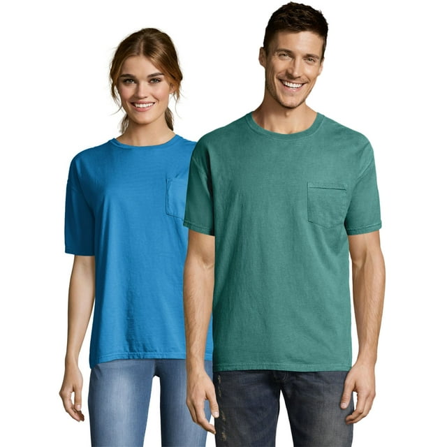 Hanes Mens ComfortWash Garment Dyed Short Sleeve Pocket Tee, L, Spanish Moss