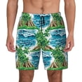 thumbnail image 2 of Picia Hawaii Palms pattern Mens Swim Trunks with Compression Liner Stretch Beach Shorts Quick Dry with Zipper Pockets No-Chafing Board Shorts-Small, 2 of 9