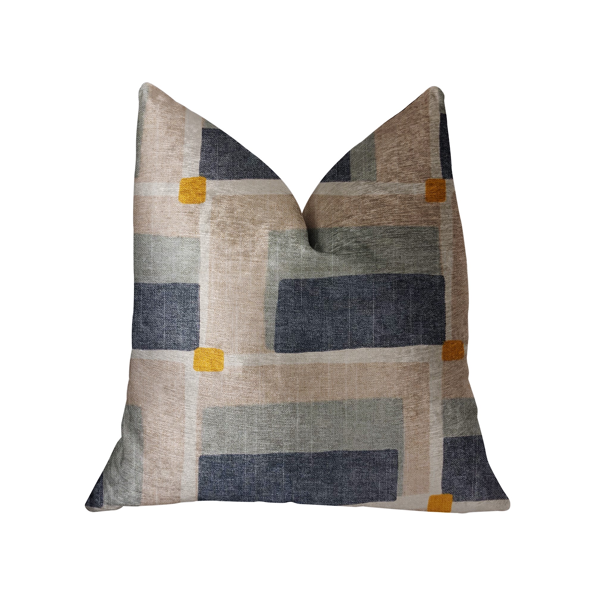 Blue and Beige Luxury Throw Pillow 24in x 24in