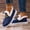 #252-Blue, variant on Women's Cozy Fluffy Slip-On Loafer Shoes - Warm Thick Sole Plush Lined Wide Width Canvas Low Heel Casual Shoes for Autumn Winter Comfort