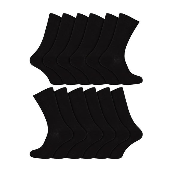 12 Pairs Mens 100% Egyptian Cotton Socks | Sock Snob | Luxury Ribbed Seamless Mid Calf Black Socks