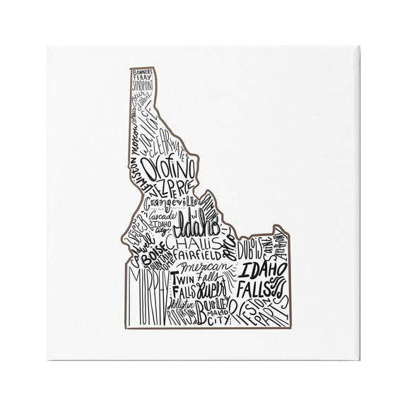 Stupell Industries Idaho State Shape Typography Cities Graphic Art Gallery Wrapped Canvas Print Wall Art, Design by The Saturday Evening Post