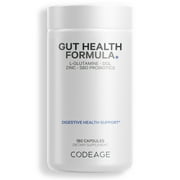 Codeage Gut Health Vegan Formula, L Glutamine, Zinc, Mushrooms, Licorice, Probiotics & Prebiotics, 180 ct