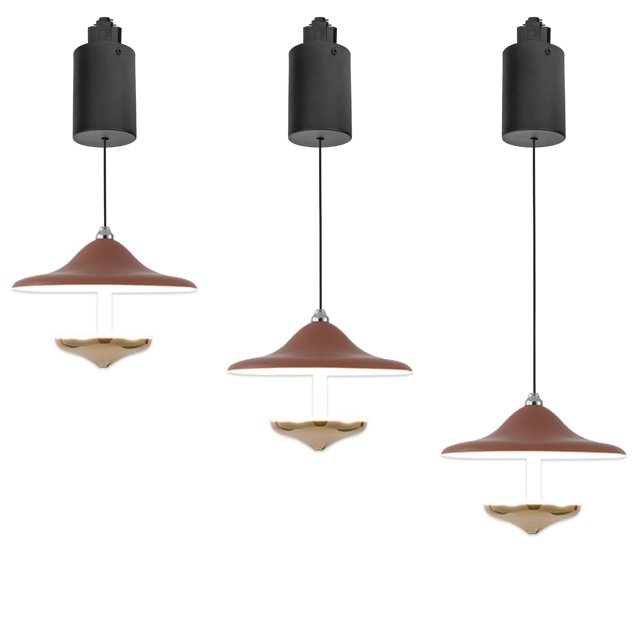 FSLiving 7W Adjustable Levitate Track Pendant Light H-Type Retractable Lift Track Pendant Light with Aluminum Shade Indoor Island Light Adjustable Length 3000K for Kitchen Island,Brown - Set of 3