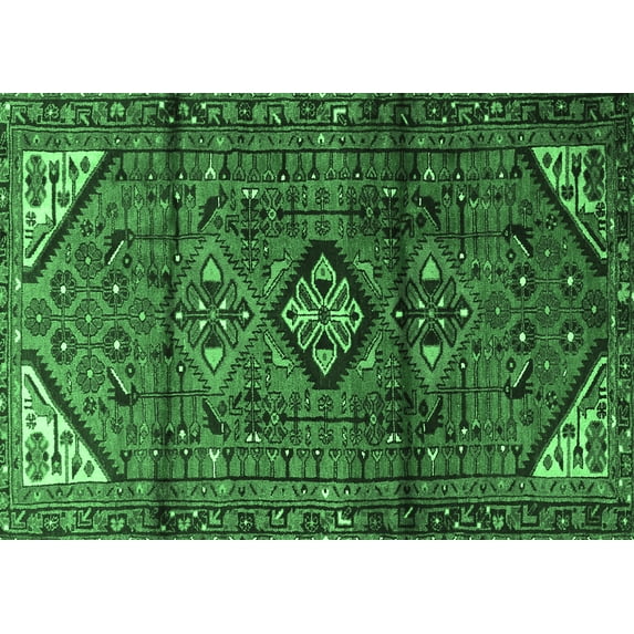 Ahgly Company Indoor Rectangle Persian Emerald Green Traditional Area Rugs, 7' x 9'