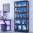 thumbnail image 6 of HMstone Display Cabinet with Acrylic Glass Doors, 5-Tiers Curio Display Case with LED Lights, 67" H Storage Cabinet for Collectibles, Books, Black, 6 of 9