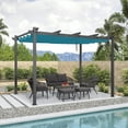 thumbnail image 2 of PURPLE LEAF Pergola 10' X 12' Outdoor Retractable Pergola with Sun Shade Canopy Patio Metal Grape Trellis Pergola Grill Shelter Pergola for Porch Garden Yard, Turquoise Blue, 2 of 13