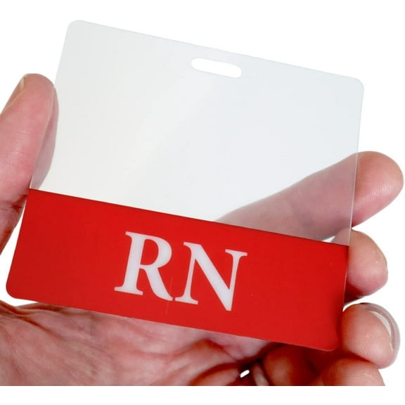 Clear RN Badge Buddy Horizontal - Hospital & Nurse ID Backer Cards - Transparent Title/Role Identifier - Wear Behind Medical Name Badge on I’D Reel or Lanyard by Specialist ID (Red)