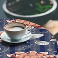thumbnail image 3 of Ambesonne Floral Fitted Round Tablecloth, Flowers Vertical Lines Plot, 36"- 40" Diameter, Paprika and Dark Lavender, 3 of 5