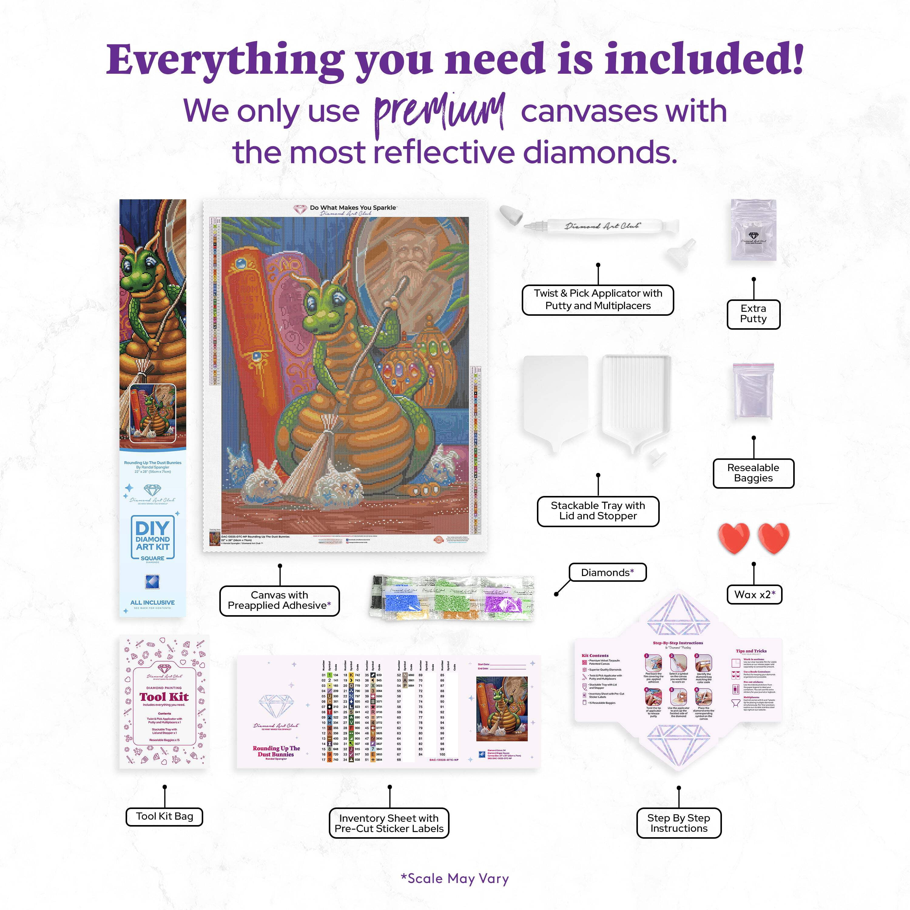DIAMOND ART CLUB Rounding Up the Dust Bunnies Diamond Painting Kit