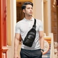 thumbnail image 4 of Kwuty Genuine Leather Sling Crossbody Bag,Fashion Chest,Casual Shoulder Bag for Men Women Work Travel Cycling（Black）, 4 of 6