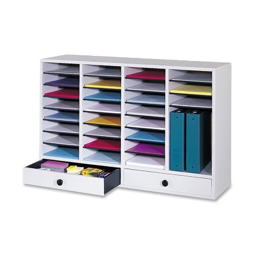 Gray 24 Compartment 9423GR Durable Construction Removable Shelves Stackable Safco Products Wood Adjustable Literature Organizer