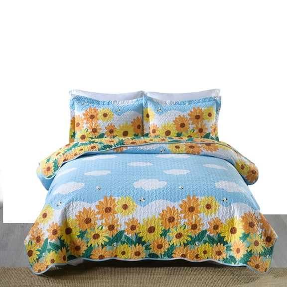 2/3 Piece Kids Cotton Quilt Bedspread Set for Teens Boys Girls Bedding Coverlet TYH