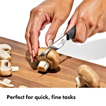 OXO 3-Piece Kitchen Knife and Knife Sharpener Set, Stainless Steel Prep Knives for Everyday Food Prep