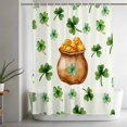 thumbnail image 5 of St. Patrick's Day Small Stall Shower Curtain, Waterproof Shower Curtains for Bathroom, Spring Gold Coin Botanical Clovers Leaves Washable Fabric Bath Curtain for Bathtub with Hooks 36x72 Inches, 5 of 9