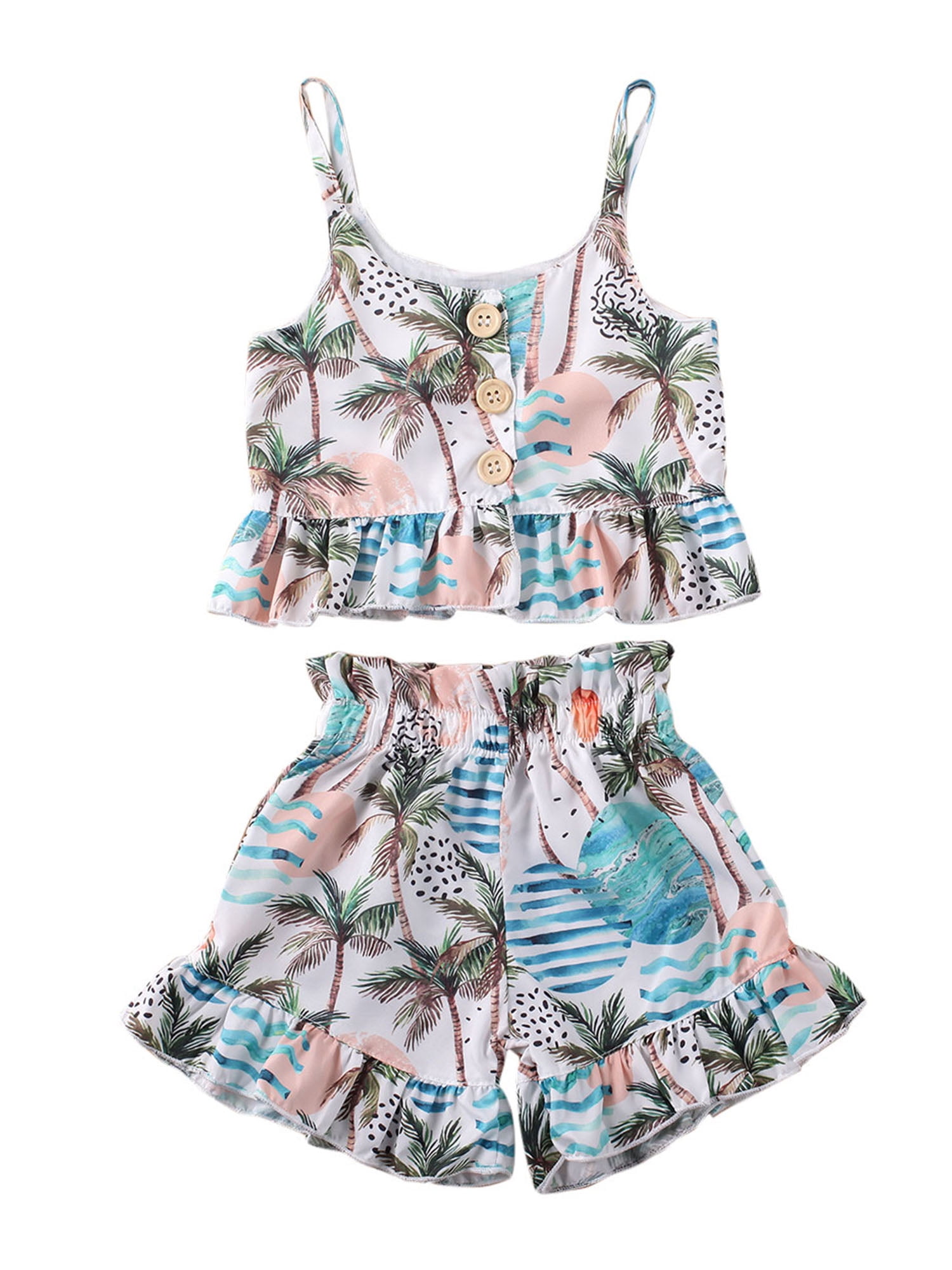 Livingsenburg US Cute Baby Gril High Waisted Bikini Set Swimsuit