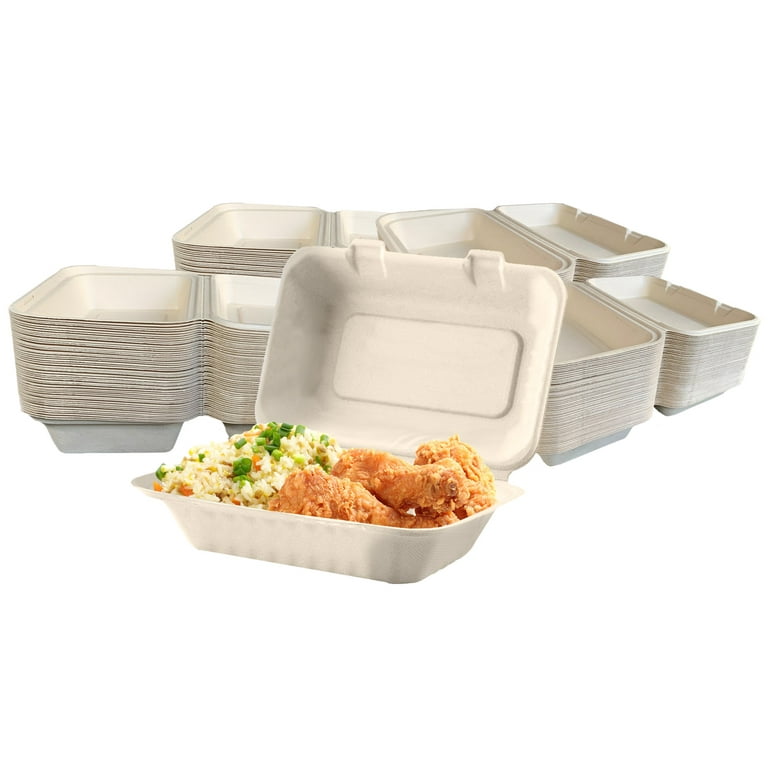 Earth's Natural Alternative 9 inch x 6 inch x 3 inch Carryout Container, Natural, 500 ct