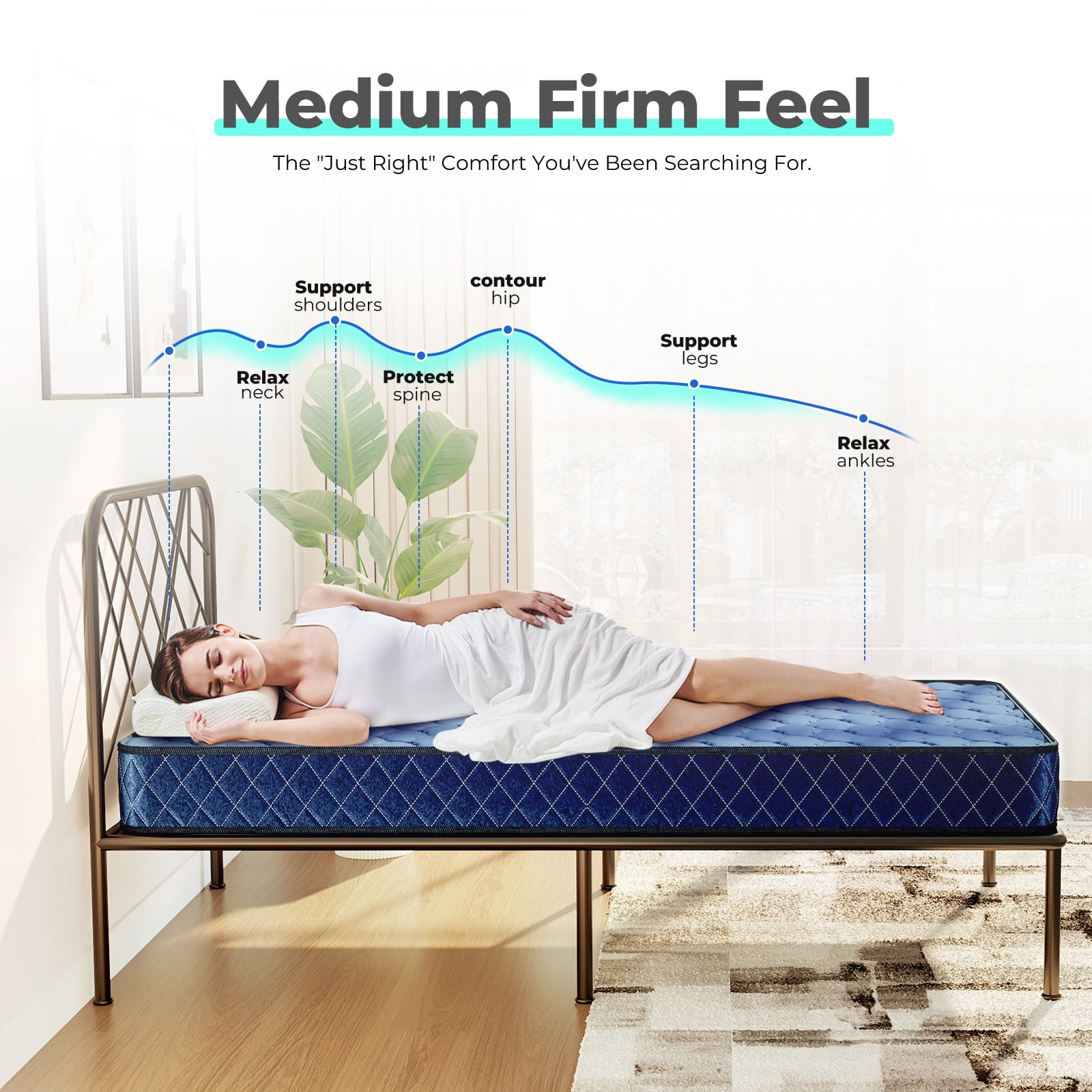 6 Inch Twin Memory Foam Mattress in a Box - Medium-Firm, Waterproof, CertiPUR-US Certified - Ideal for Bedrooms, Apartments, Bunk Beds