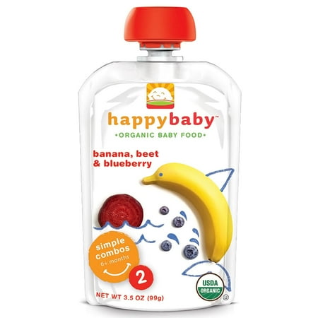 Nurture Inc. (Happy Baby), Organic Baby Food, Banana, Beets & Blueberry, Stage 2, 6+ Months, 3.5 oz(pack of 2)