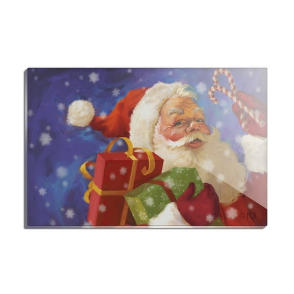 Christmas Holiday Santa Presents Candy Canes Rectangle Acrylic Fridge Refrigerator Magnet