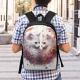 thumbnail image 5 of Uemuo White Red Cat Couple Printed Durable 17-inch Student Backpack - Lightweight, Waterproof, Adjustable Straps, Ideal for School, Work, Travel, 5 of 5