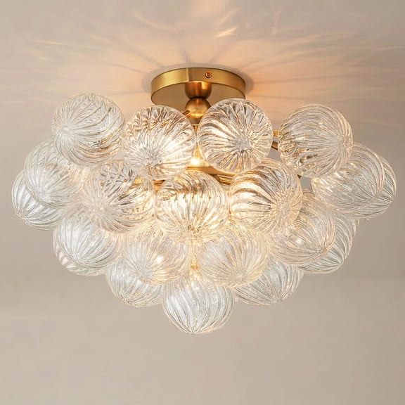 Possini Euro Design Possini Euro Albaro 18 1/2"W Soft Gold and Glass 2-Light Ceiling Light
