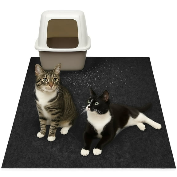 WANALIT Cat Litter Mat,47" x 30" Large Litter Trapping Mat Keep Floor Clean,Waterproof Pet Pad,Kitten Supplies for Indoor Cats & Dogs,Soft on Paws,Black