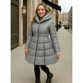 thumbnail image 3 of Womens Premium Lightweight Puffer Jacket light Grey Quilted Down Winter Coat-XL, 3 of 9