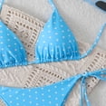 thumbnail image 3 of Women's Polka Dots Print Bathing Suit Halter Triangle Tie Side Bikini Sets Two Piece Swimsuit (Blue,S), 3 of 6